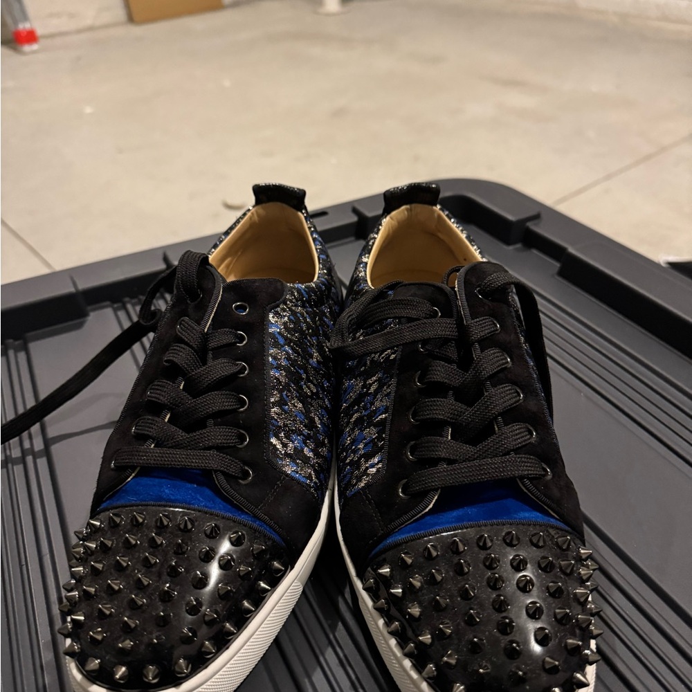 Men's Black and Blue Studded Sneakers